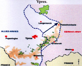 Map of the Battle of Paddebeek Widecombe WW1: Map of the Battle of Paddebeek